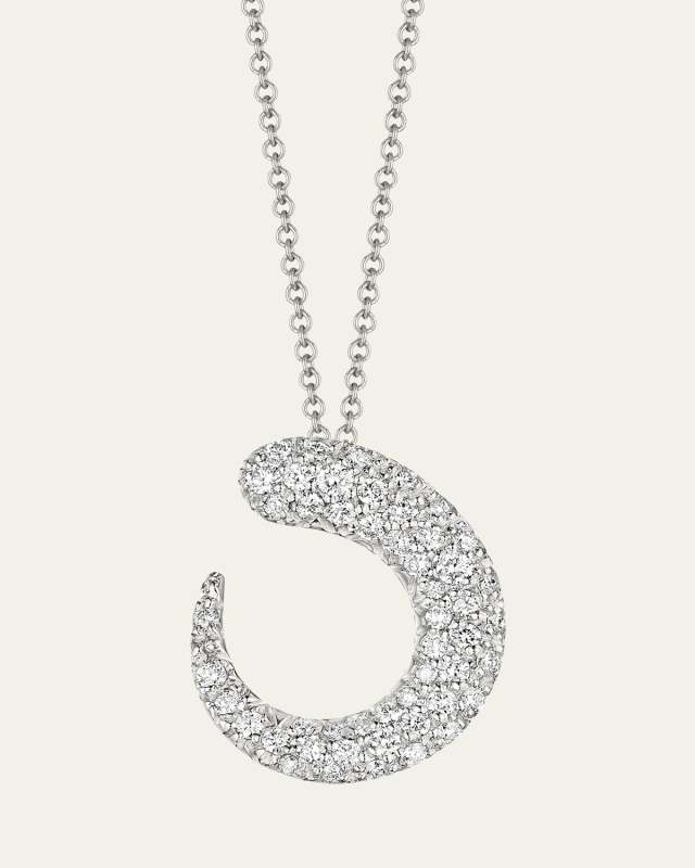 Gocce 18K White Gold White Diamond Pendant Necklace